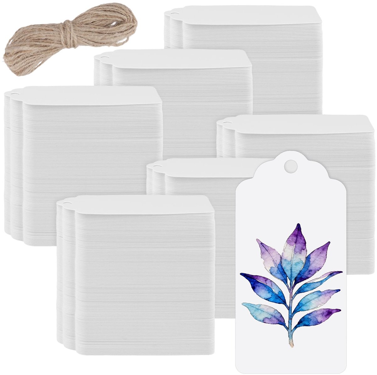 Solidchoice - Set van 600 Kraft Papier Cadeaulabels met Jute Touw