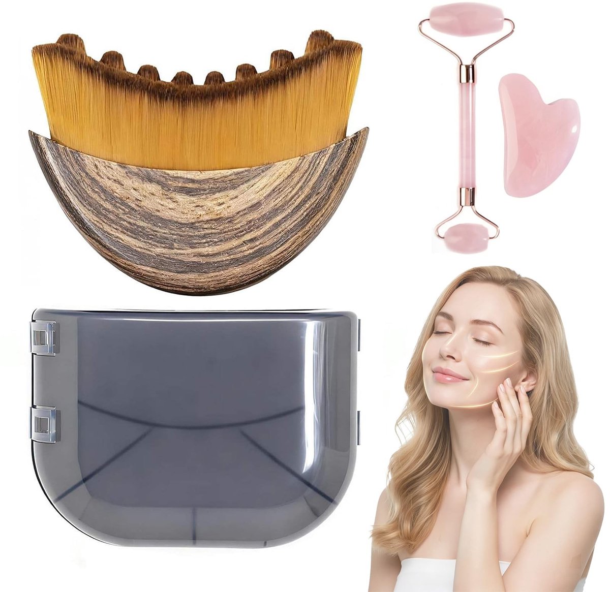 Solidchoice - 3 Stuks Lymfedrainage Massageborstel Set voor Gezicht en Lichaam