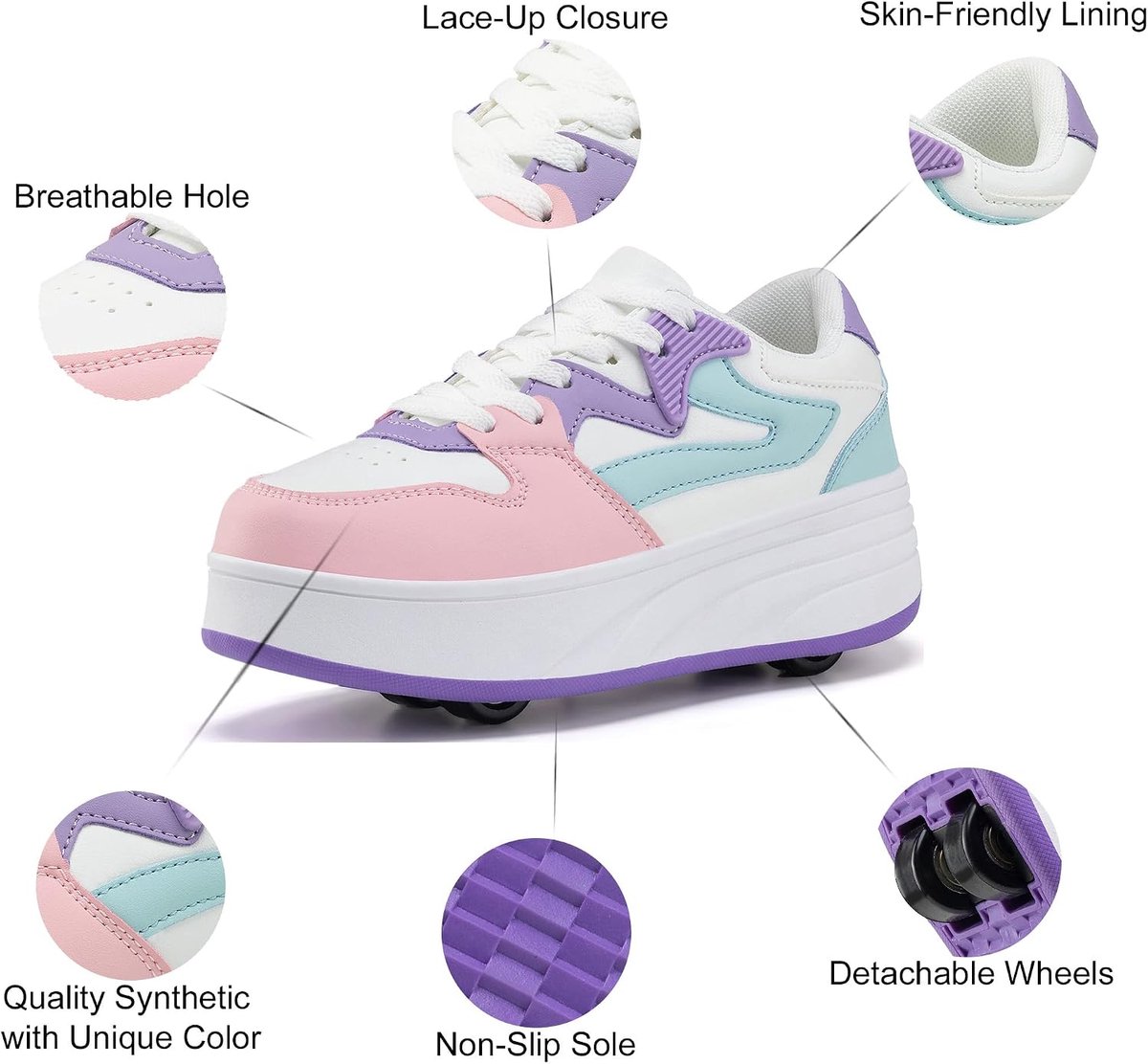 Kinder rolschaatsen schoenen jongens meisjes - sneakers met verwisselbare wielen - sportief ontwerp - ShopVlot