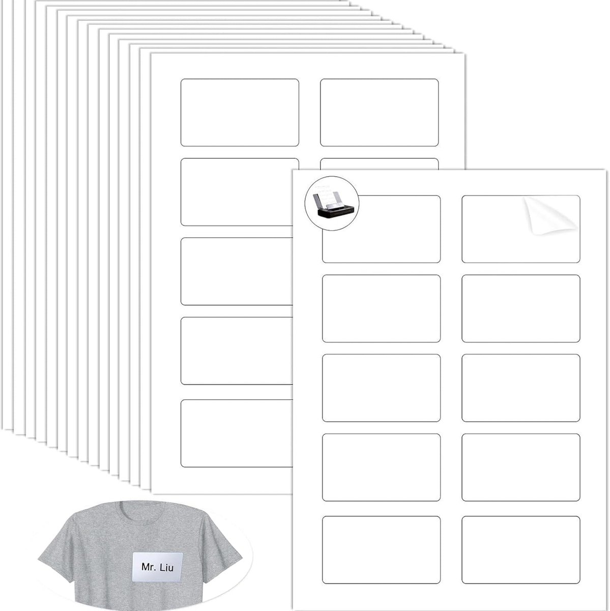 Zelfklevende naambordjes 80 x 50 mm - Verwijderbare labels - Perfect voor kleding - 300 stuks - ShopVlot