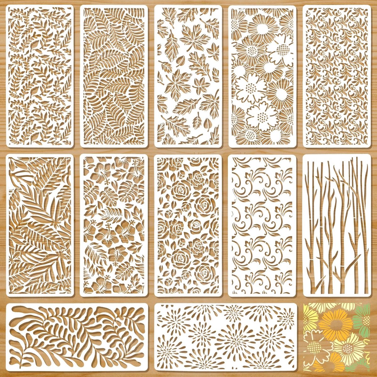 Solidchoice - 12 Stuks Bloem Motief Sjablonen voor DIY