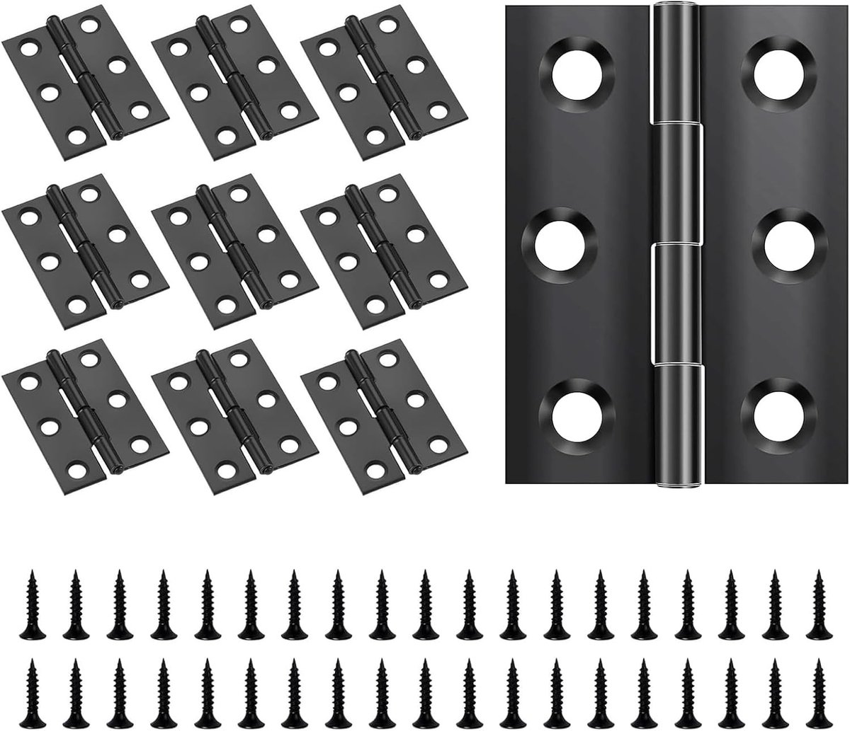 Inklapbare scharnieren 10 stuks 44 mm × 31 mm, 270 graden, zwarte deurscharnieren met schroeven voor zware belasting, ideaal voor deuren en kasten