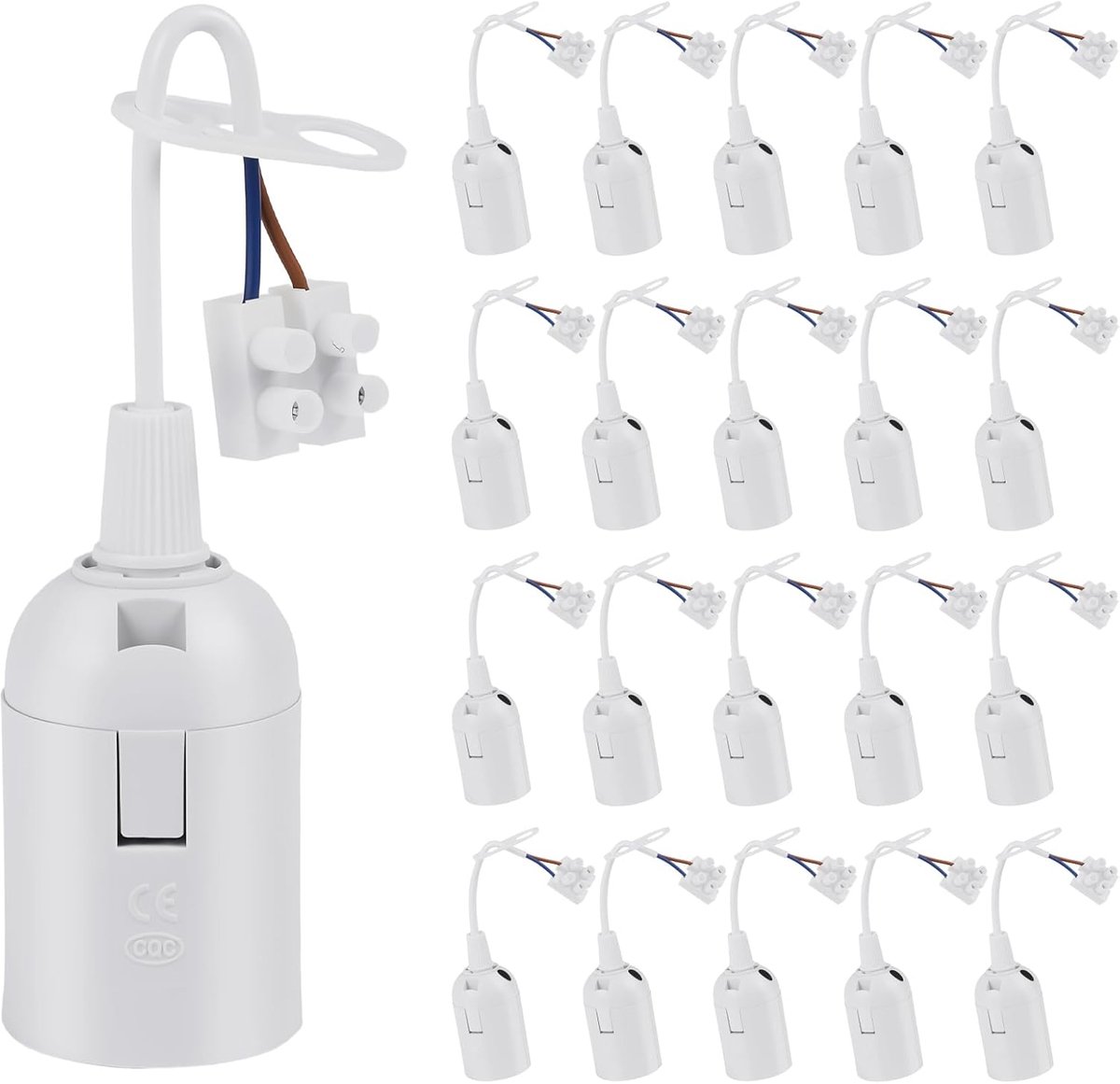 20 x Construction Fassade E27 Bulb Fitting with Cable, Fitting for Renovation E27 Bulbs Construction Fassade, E27 - ShopVlot