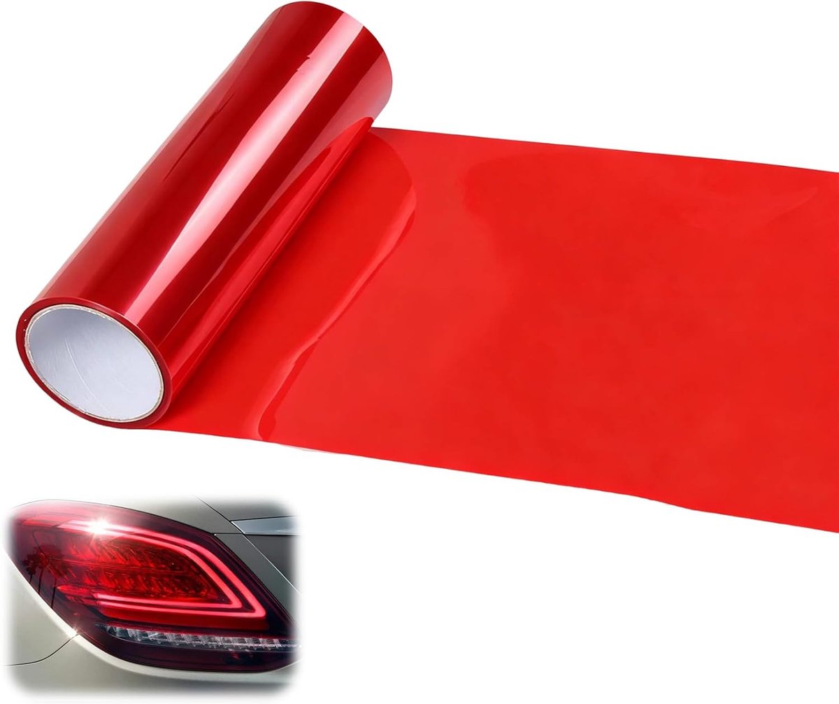 Tinted Film Car Headlight Film Car Colour Film Self-Adhesive Car Film Gloss Fog Lights (Red) - ShopVlot