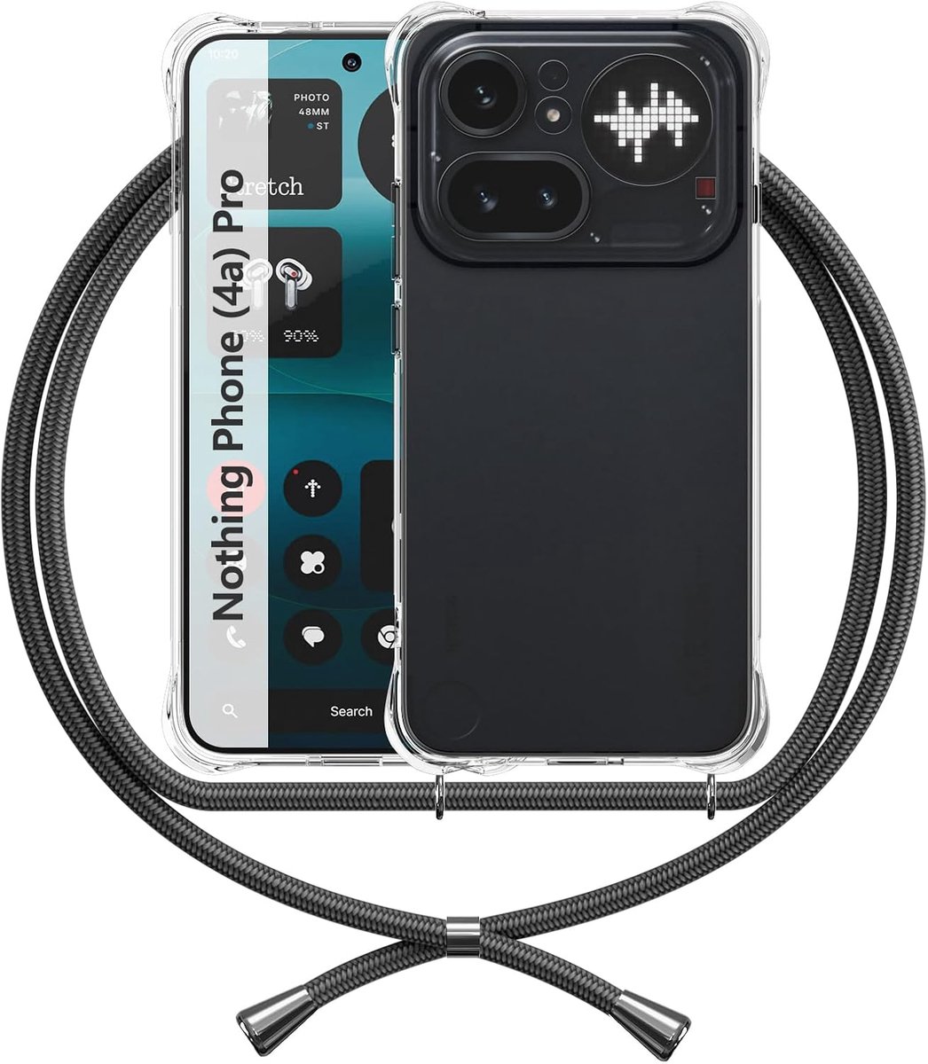 Case Cord Compatible with Nothing Phone 4a Pro, Black - Lanyard Phone Case Cord Clear Transparent TPU Silicone Case - ShopVlot