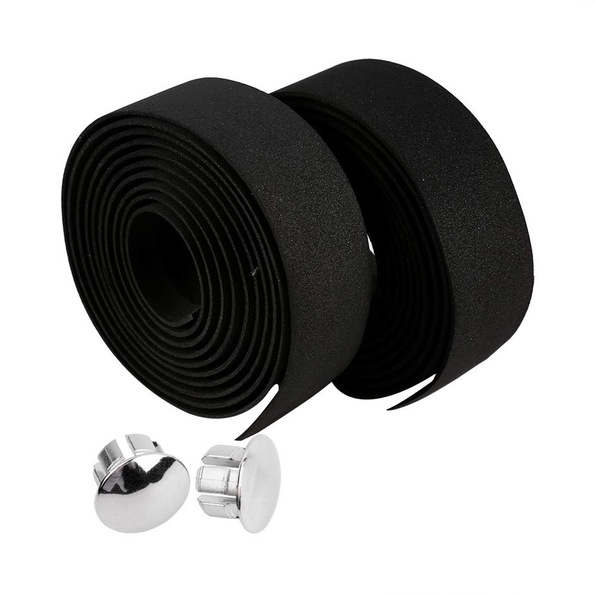 Bicycle Handlebar Tape with Handlebar Plugs, Bike Handlebar Tape Superior Grip Rubber Foam Road Bike Bicycle Handlebar - ShopVlot