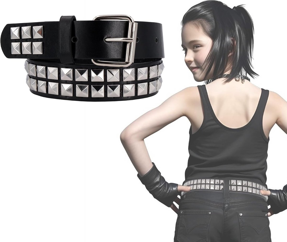 Nieten-Kindergürtel >PUNK PRINCESS< für Mädchen (3-12 years) - ShopVlot