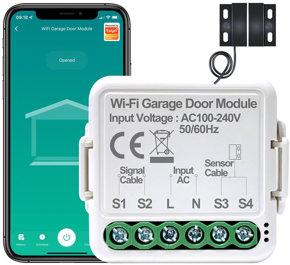 Smart Garage Door Opener, Garage Door Opener, Smart Garage Door Remote Control, Voice Remote Control, with Timer, Auto - ShopVlot