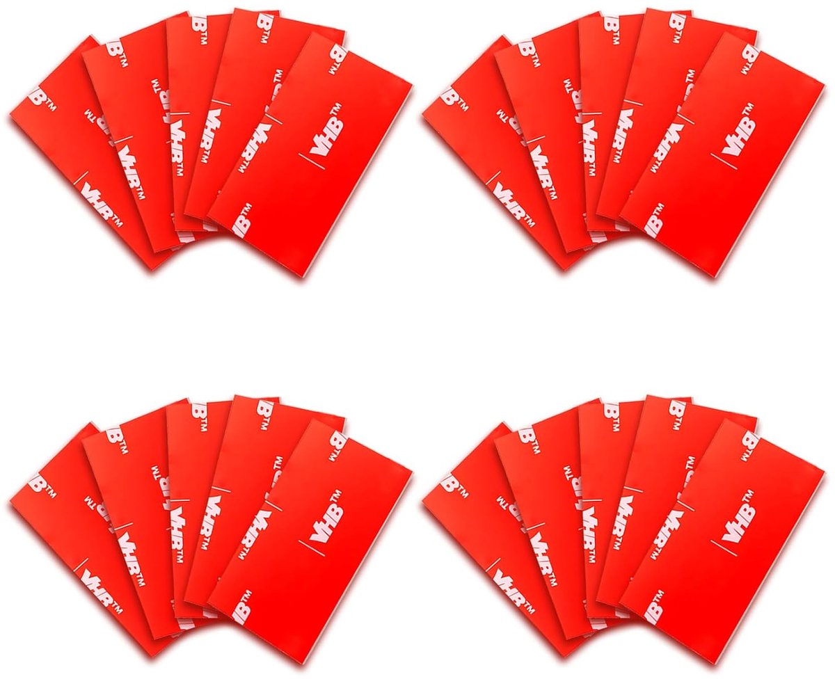 Pack of 20 VHB Adhesive Pads, Double-Sided Extra Strong, 25 x 45 mm, High Quality Adhesive Pads Without Residues - ShopVlot