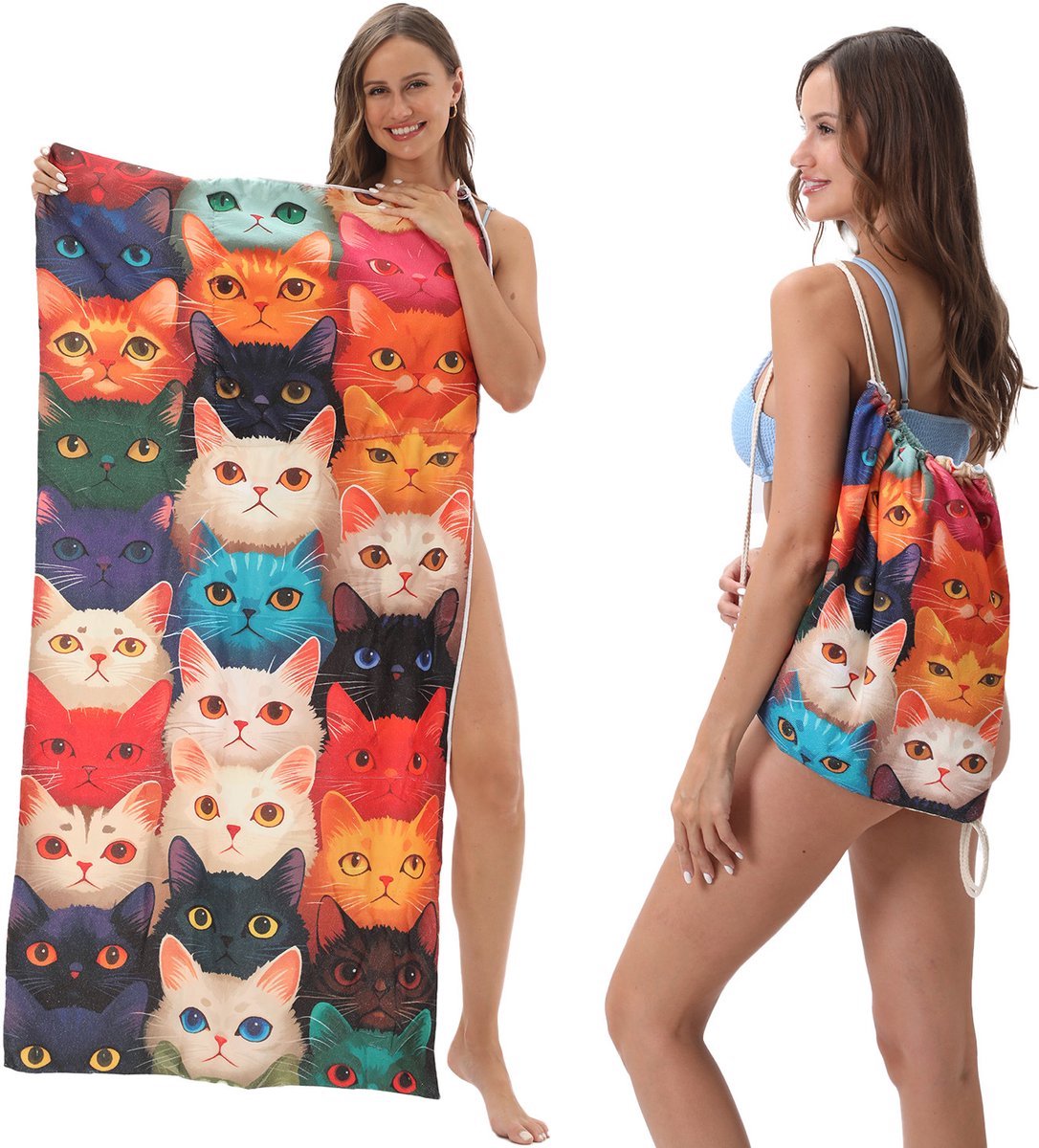 Casalora Strandlaken - Sneldrogende Handdoek - 2-in-1 Strand Handdoek met Rugzak – Microvezel – 80x160 cm – Strand & Kamperen, Yoga en Reizen