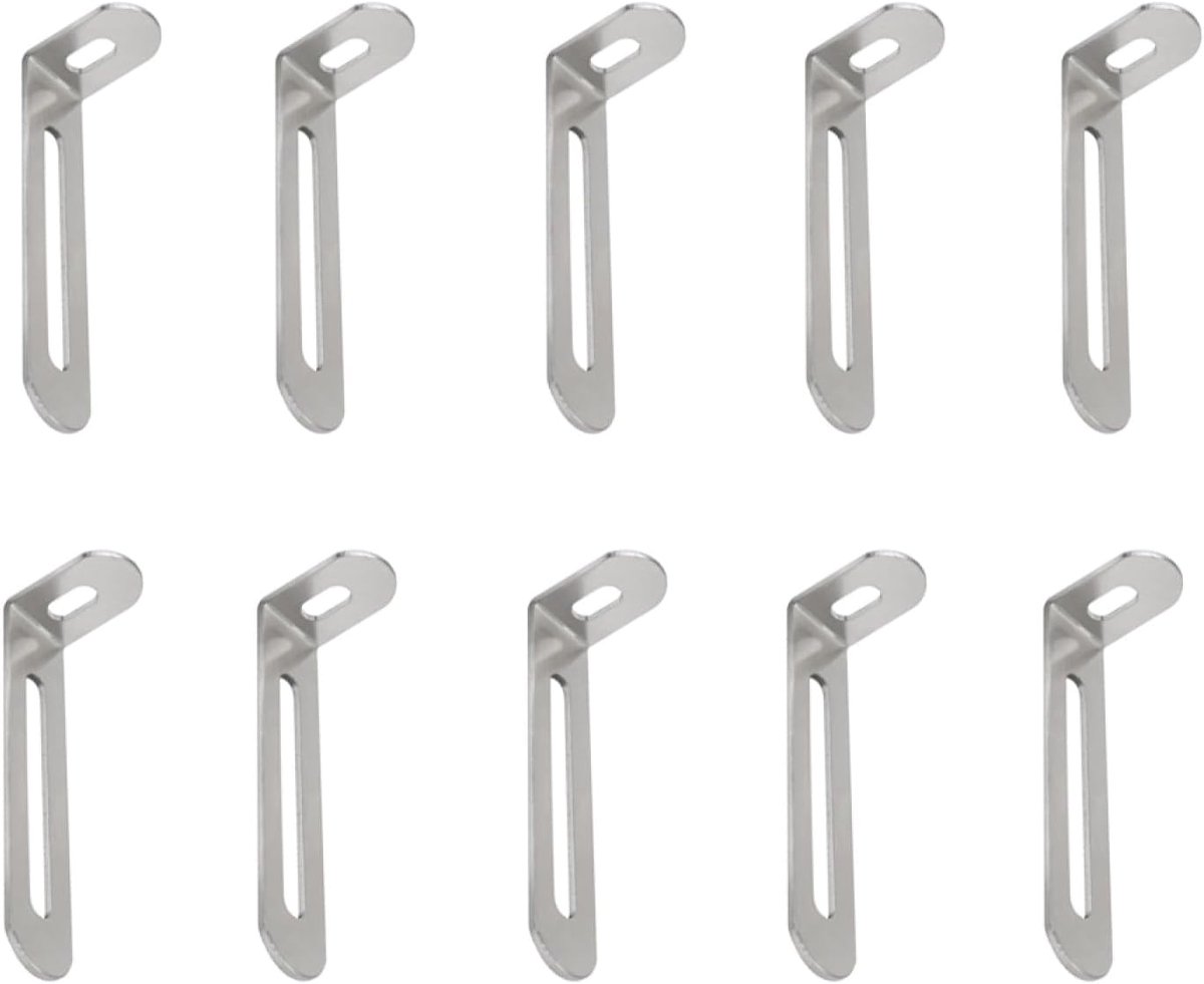 Pack of 10 Corner Connectors, 7.3 x 2.3 x 1.5 cm, Wall Mount with Tilt Protection, L-Shaped Furniture, Adjustable - ShopVlot