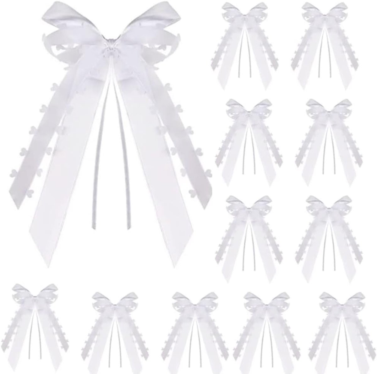 SnelShoppen - Slijpen voor Bruiloften - Handgemaakte Satijnen Band voor Bruiloftdecoraties - Wit met Hart - 40 Stuks - 25x15 cm - Duurzaam en Herbruik