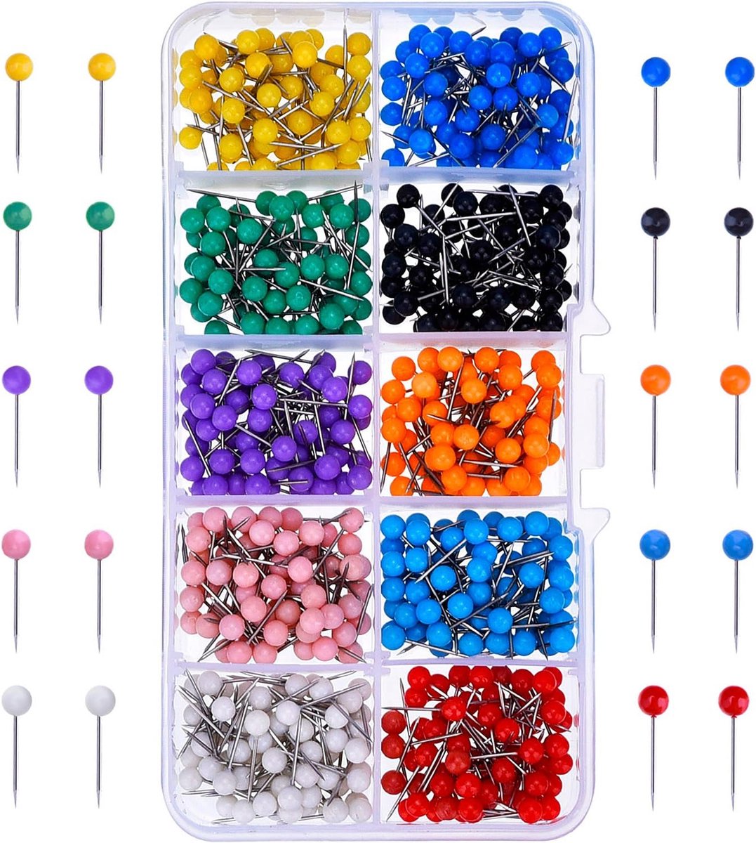 Card Nail Pin Needles Plastic Head with Steel Tip, 1/8 inch, 500 Pieces - ShopVlot