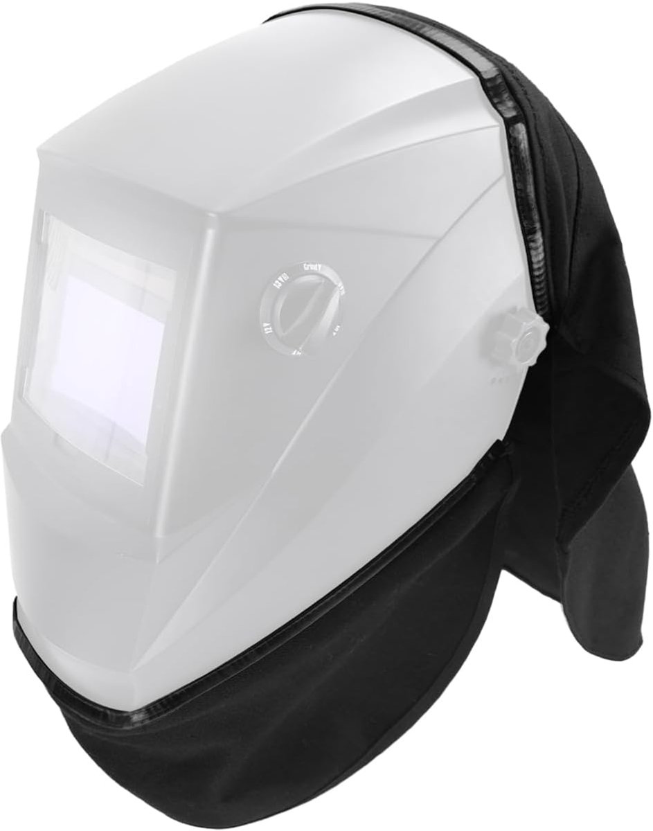 Welding helmet, extended cover and bib set, split wrap design with snap closure for full neck and head protection - ShopVlot