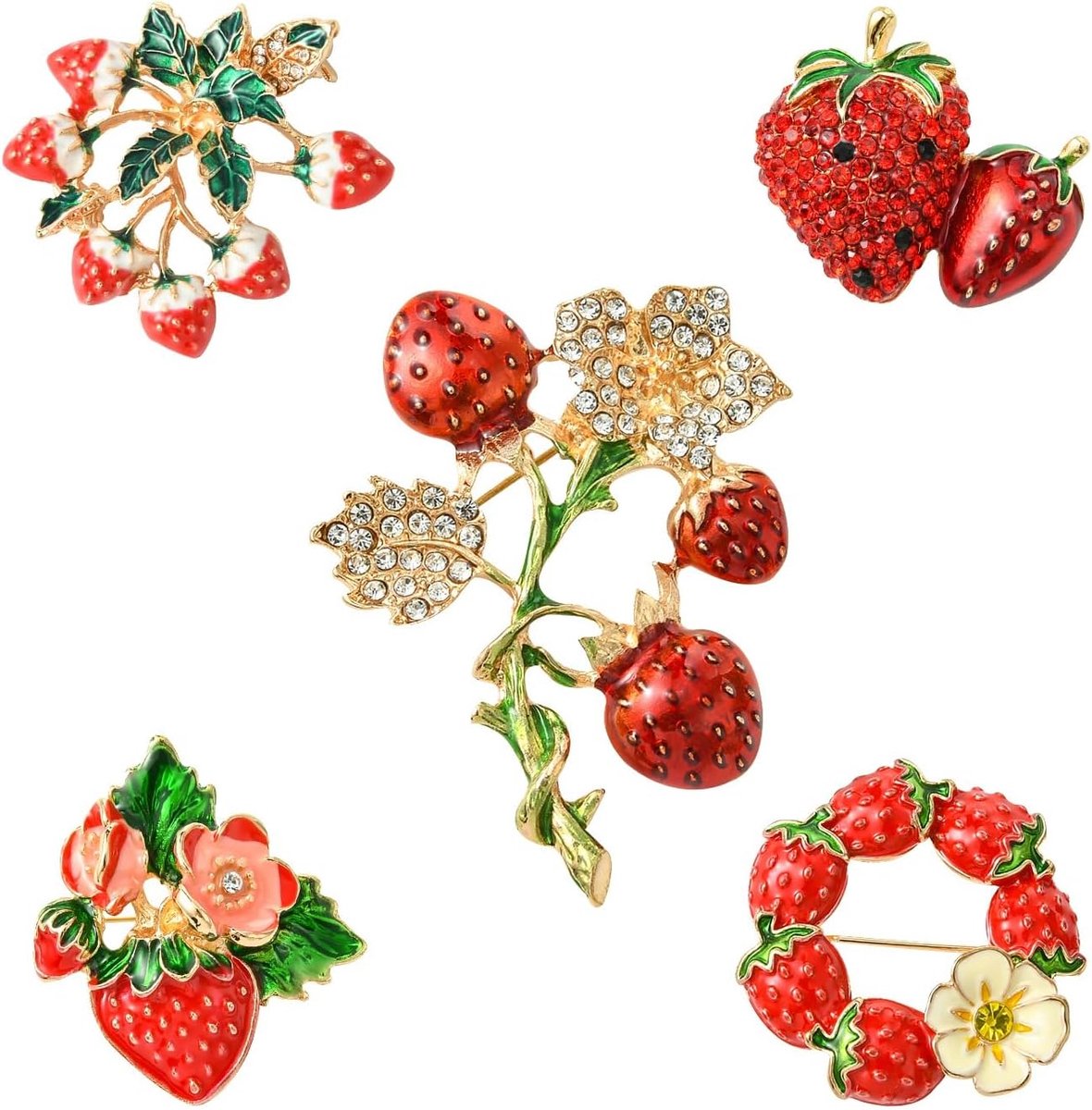 Ipotkitt Mixed Styles Brooch Fruit Cherry Strawberry Butterfly Pins Bulk For Dress Brooches Bag Ornaments Accessories - ShopVlot