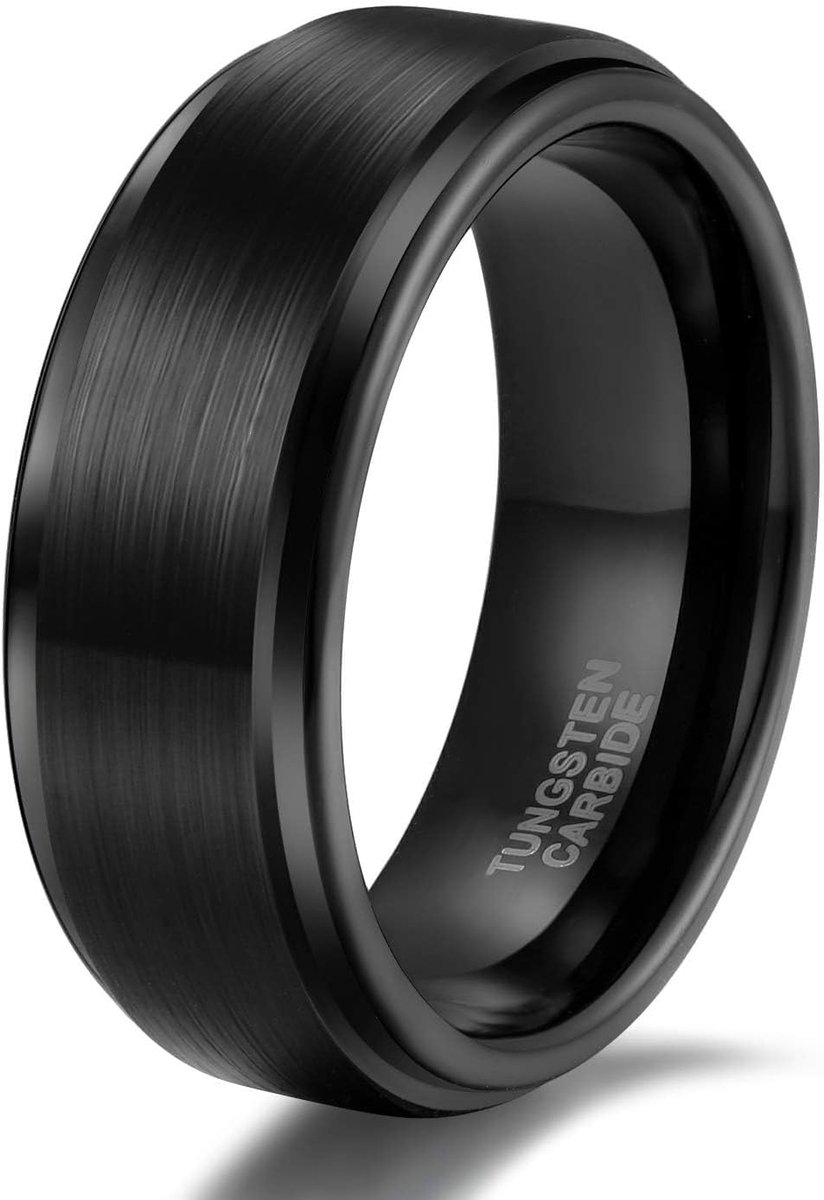 6mm 8mm Tungsten Carbide Wedding Engagement Promise Ring Band for Men Women Black Brushed Matte Finished Comfort Fit - ShopVlot