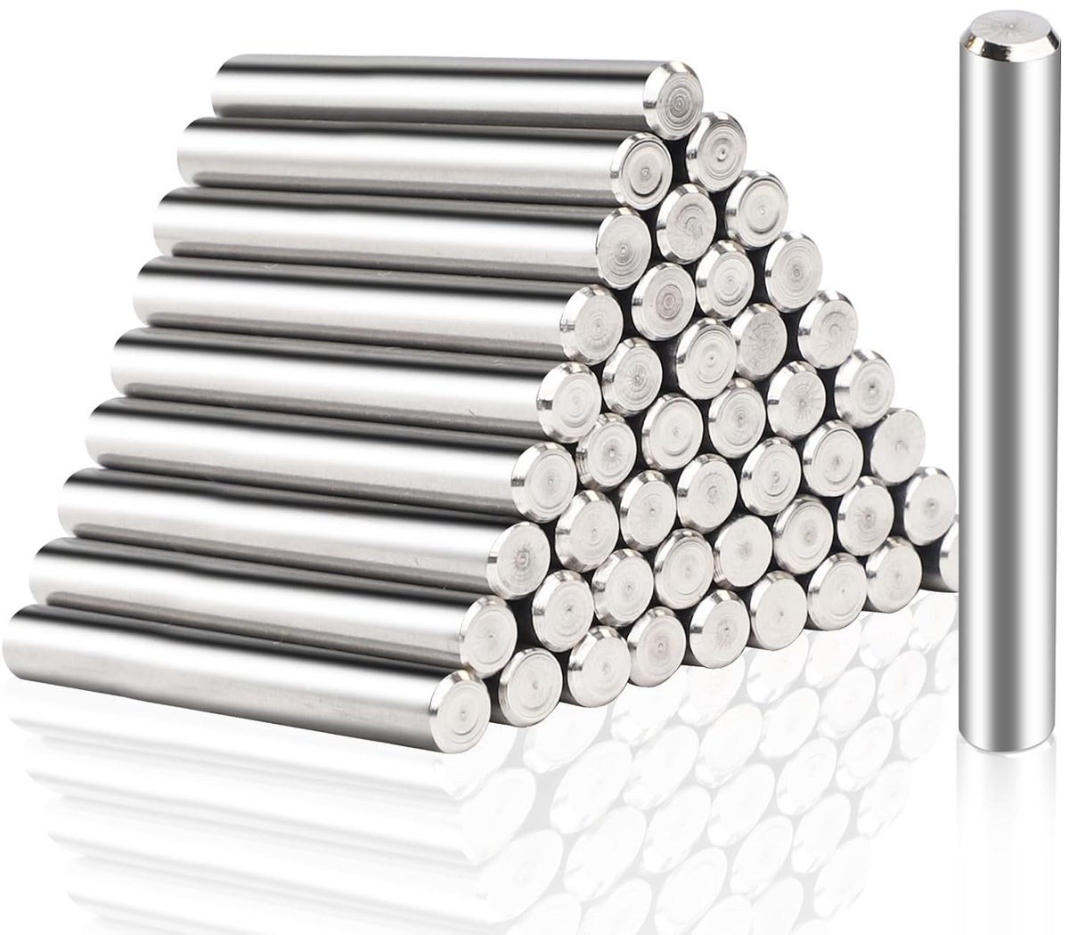 Pack of 40 cylindrical pencils, 6 x 40 mm diameter stainless steel, 304 cylindrical pens, shelf holder, shelf holder - ShopVlot