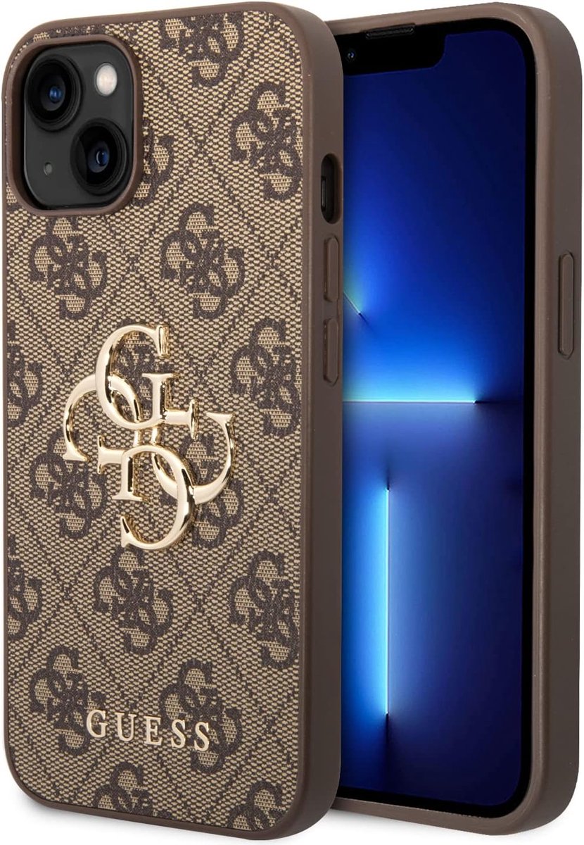 Guess Gold Logo Compatible with iPhone 14 & 13 Case - Brown, GUHCP14S4GMGGR, Black - ShopVlot