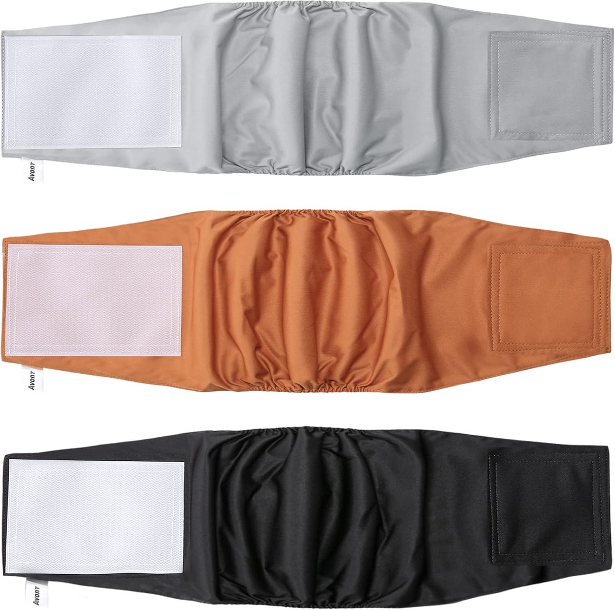 Avont 3-Piece Dog Diaper Washable Rusable M, Adjustable Dog Diaper -Black/Brown/Grey - ShopVlot