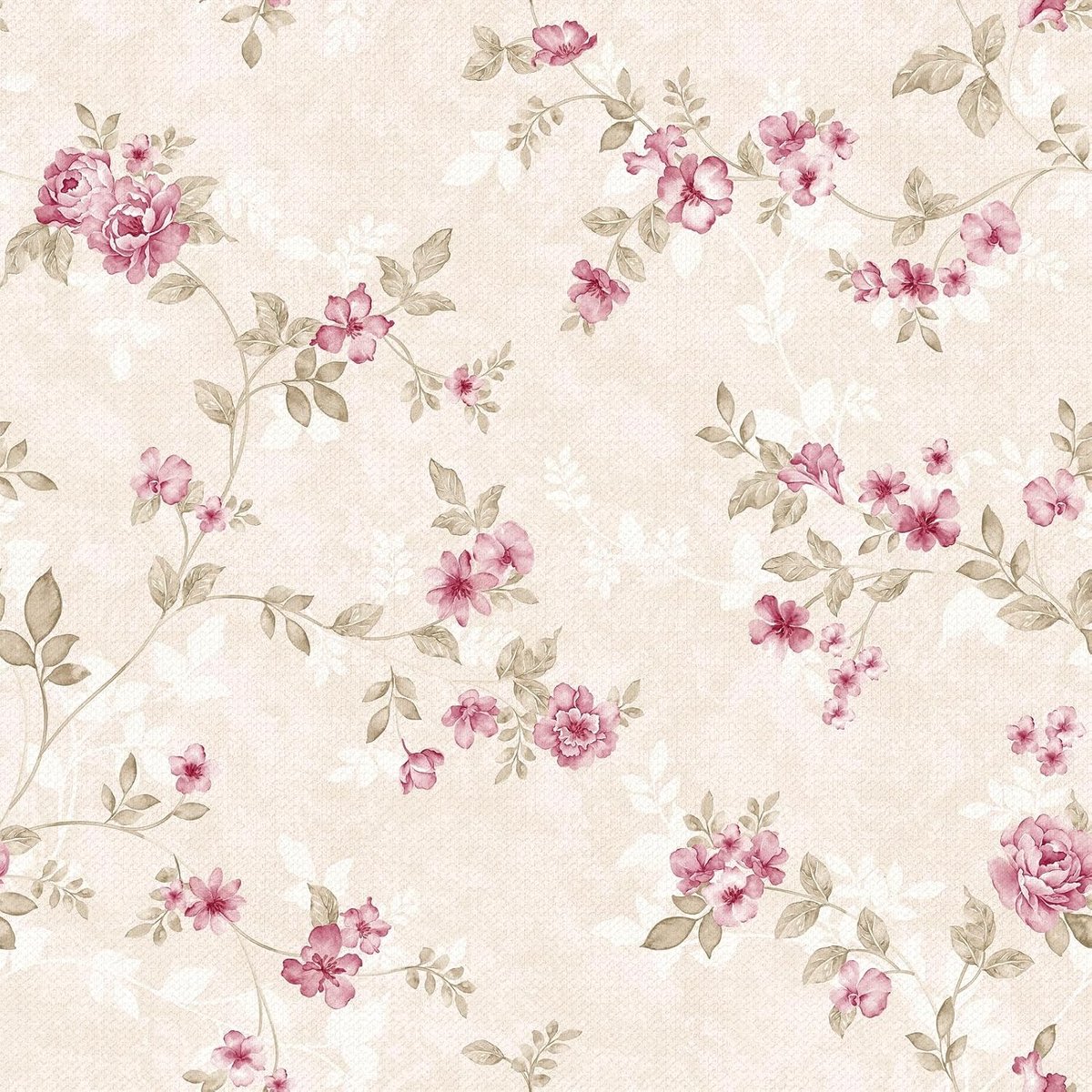 Wallpaper Flower Pink Beige Decorative Film Furniture Film Self-Adhesive Floral Wallpaper Vintage Adhesive Film Pink - ShopVlot