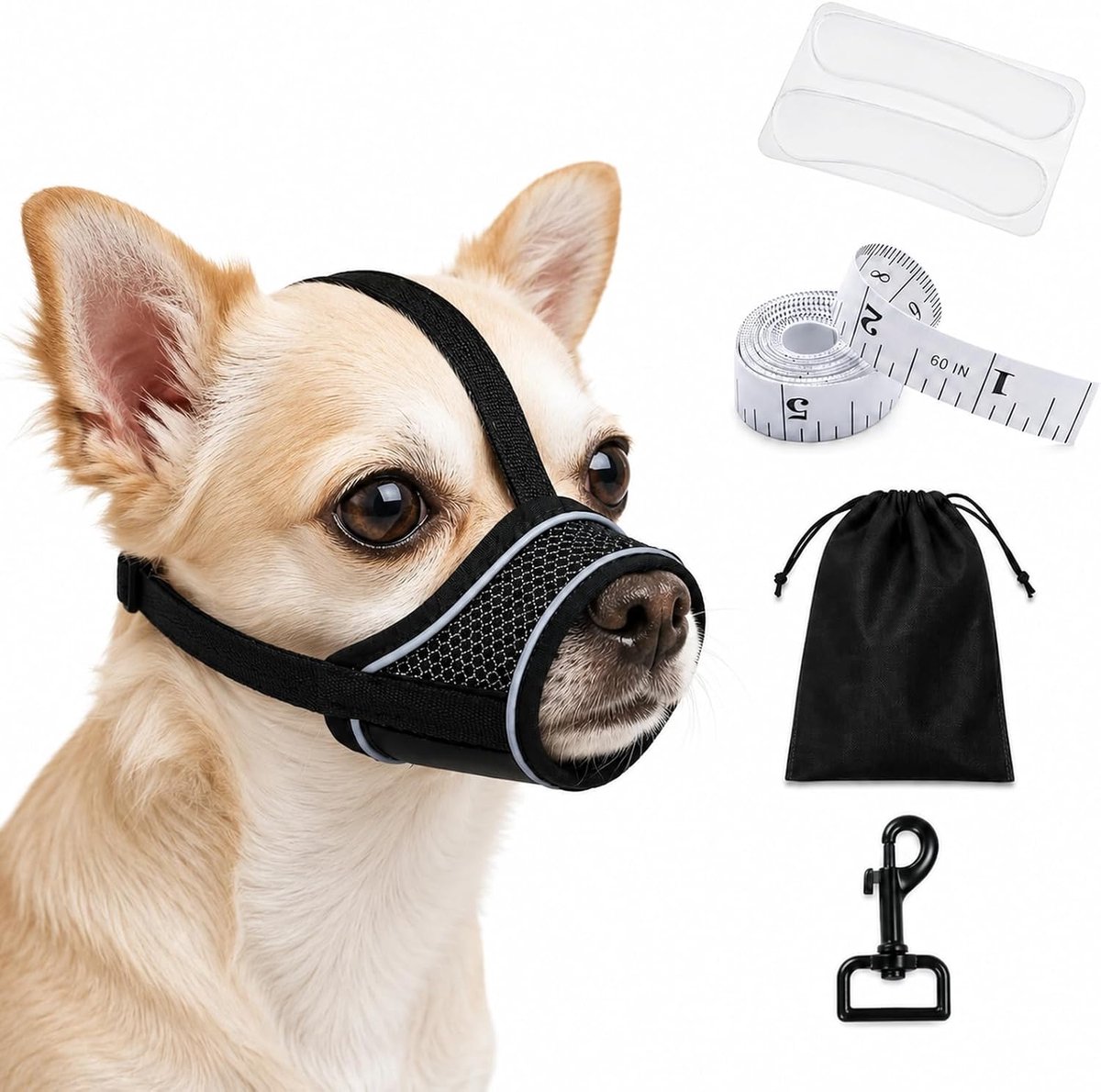6-Delige Hondenmuilkorf Set, Reflecterende Muilkorf en Anti-Eet Masker - ShopVlot