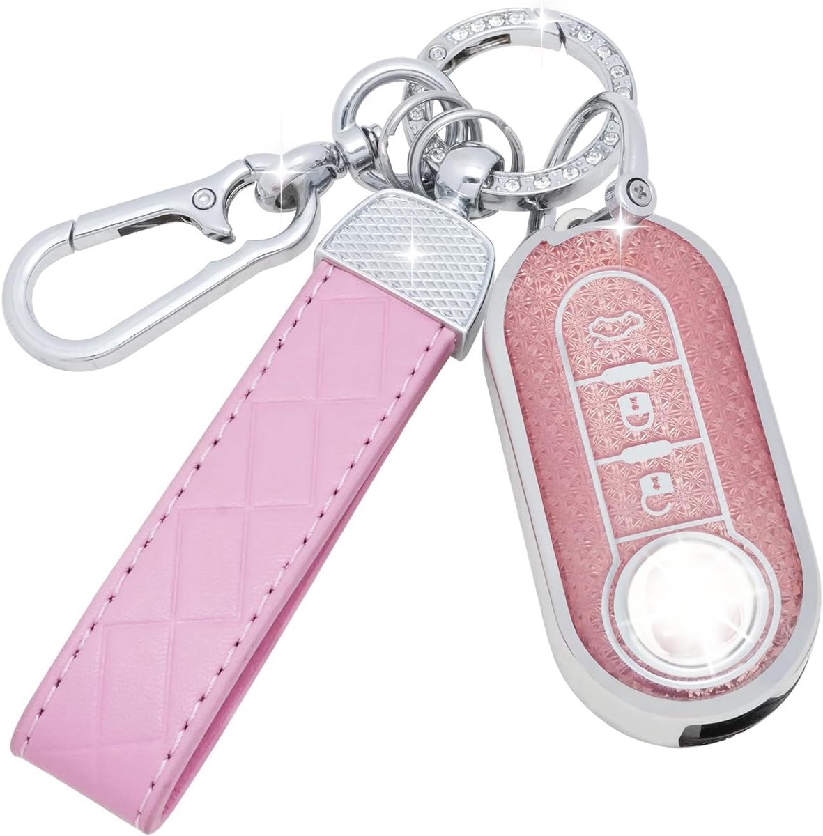 Car Key Case with Key Chain Compatible with FIAT 500, Punto Bravo, Brava, Panda Abarth Doblo, Ducato, Idea, MPV - ShopVlot