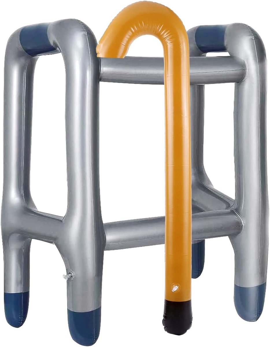 Opblaasbare loophulp en opblaasbare wandelstok, 2 stuks opblaasbare rollator, opblaasbare rollator voor je kostuum als - ShopVlot