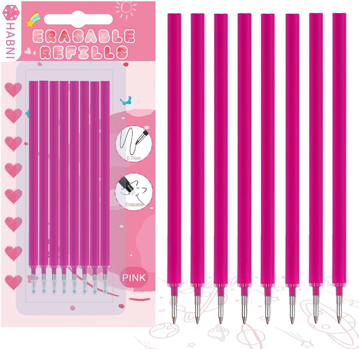 Pack of 8 Erasable Refill Packs Compatible with Binding Pink Refill Pen Set with Binding Blister with Cardboard Tip - ShopVlot