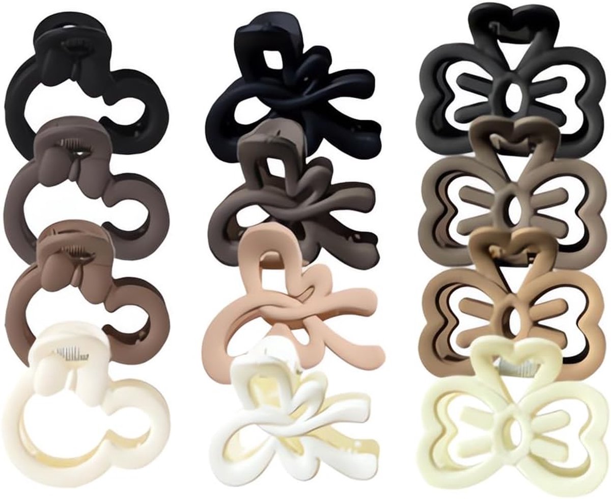 12 Pieces Hair Clips, Small Hair Clips, Cat Butterfly Model, Matte Colour, for Straight, Curly Hair, Fine Hair, Hair - ShopVlot