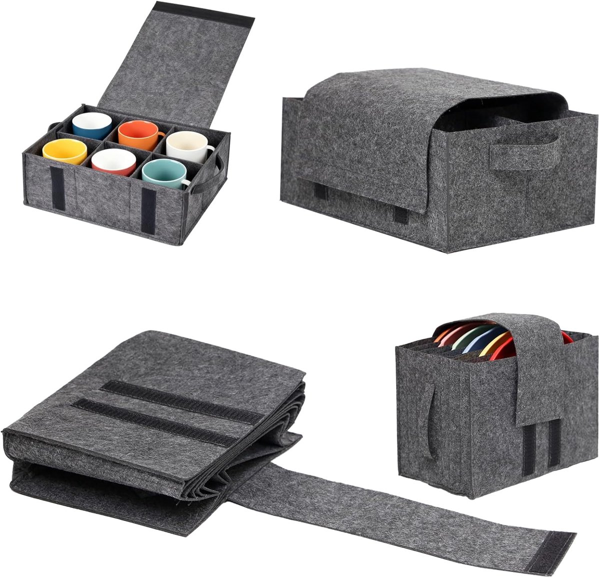 Caravan Board and Bowl Holders 3 Pcs Caravan Felt Cup Holder with Handle Cup Storage Bag Felt Camping for Plates and - ShopVlot
