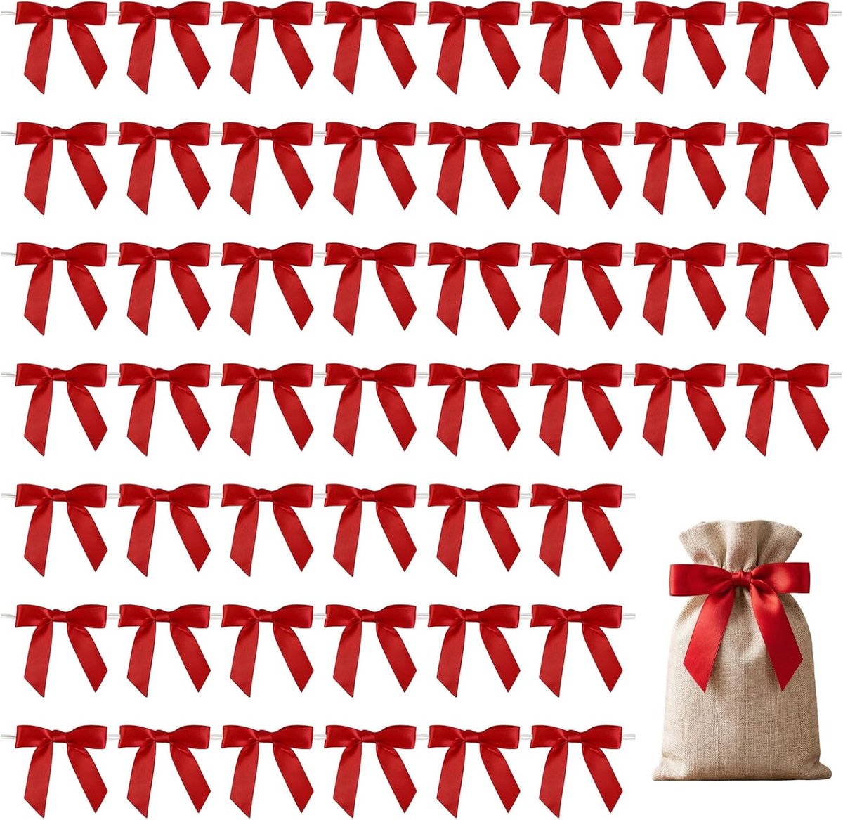 Rode cadeaulinten, 50 stuks, decoratief klein en elegant, ideaal voor kerstdecoraties, bruiloften - ShopVlot