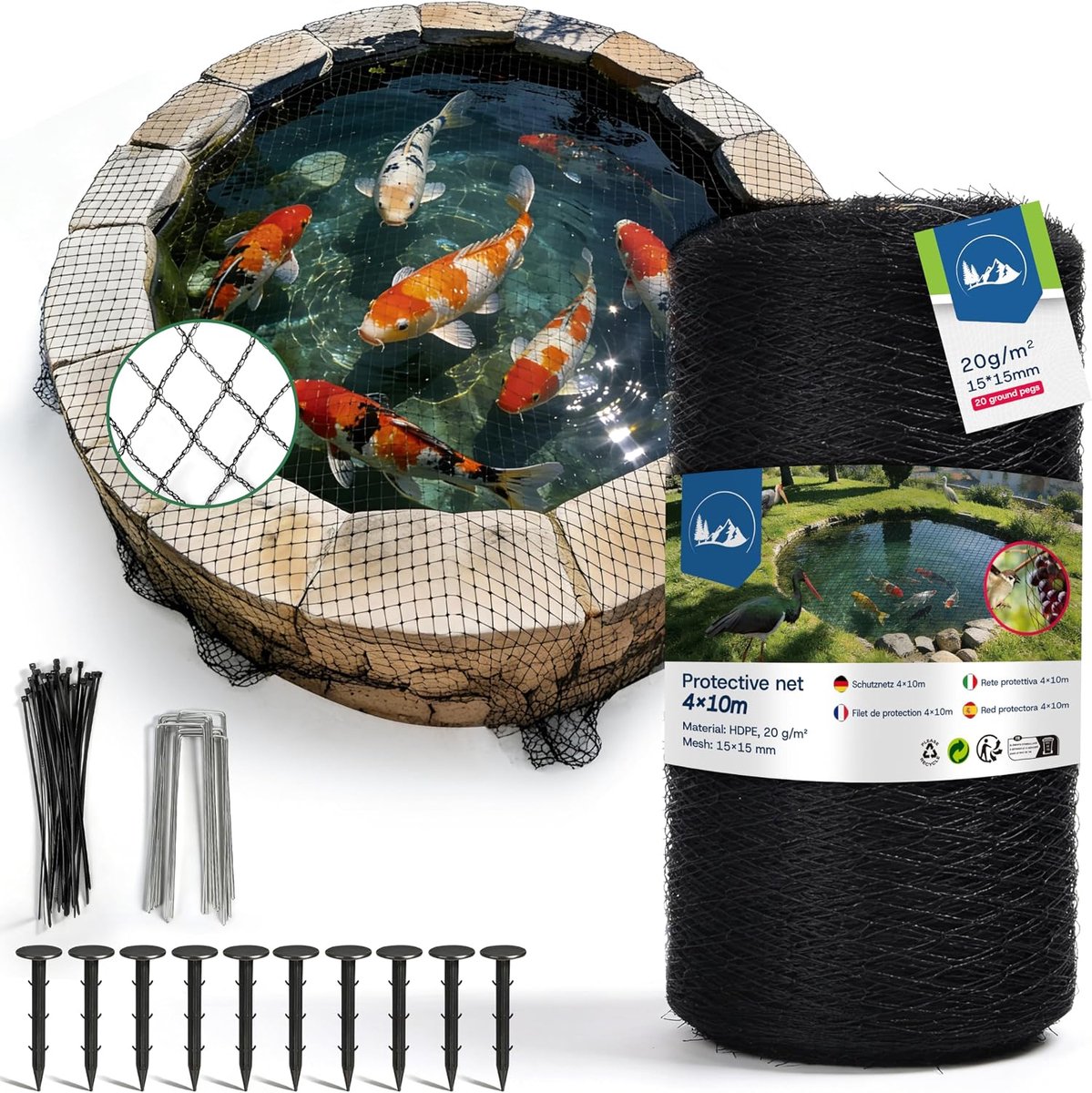 Vogelbeschermingsnet, 4 x 10 m vijvernet (40m² - 4 x 10 m) - ShopVlot