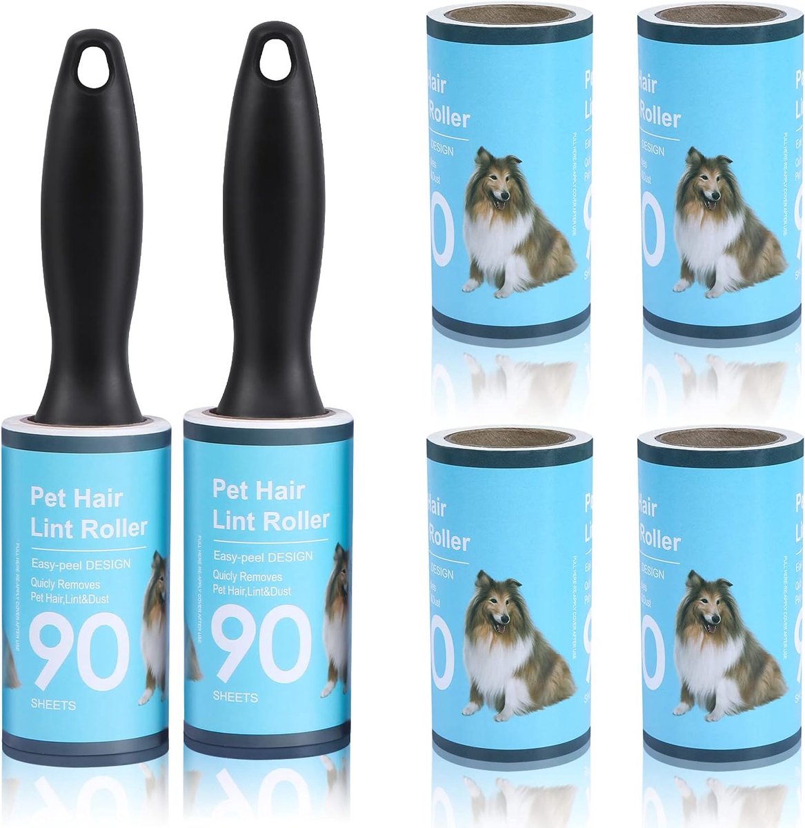 Lintroller met 6 Rollen - 90 Vel per Rol - Hoogwaardige Plaklaag - Verwijder Snel Stof en Haren - ShopVlot