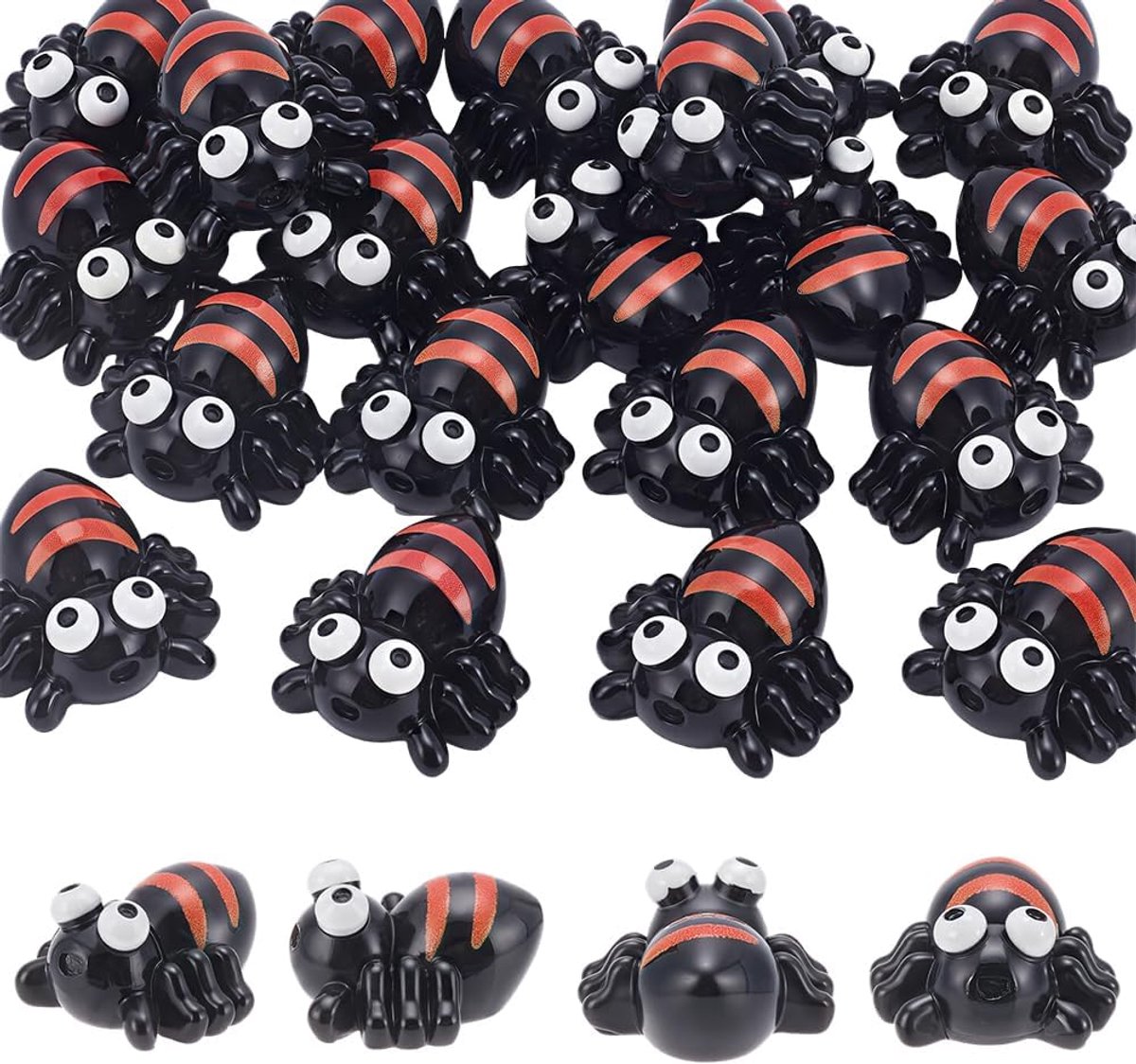 mini hars spin beeldjes 50 stuks - zwarte cartoon spin - decoratieve miniaturen - ideaal voor Halloween - ShopVlot