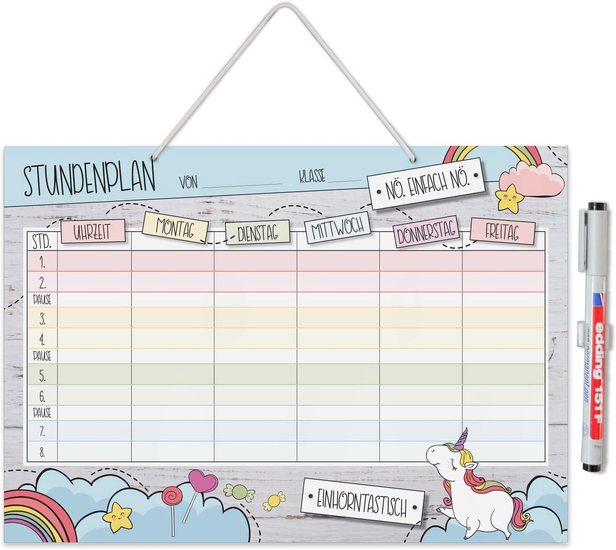 Schoolplanner met eenhoorn - DIN A4 - wasbaar en herbruikbaar - perfect voor basisschoolleerlingen - ShopVlot