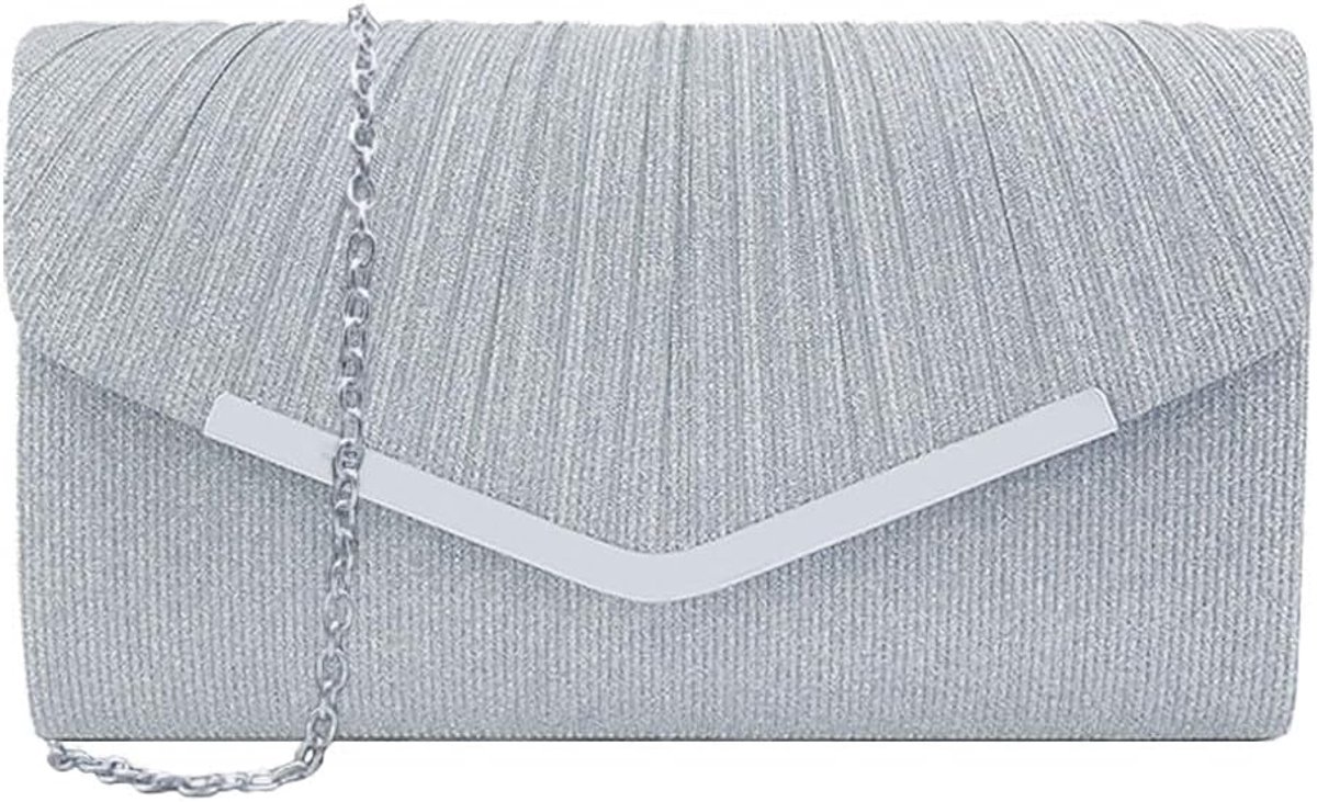Clutch elegante glitter avondtas - klassieke mode clutch - afneembare ketting - perfect voor feesten - ShopVlot
