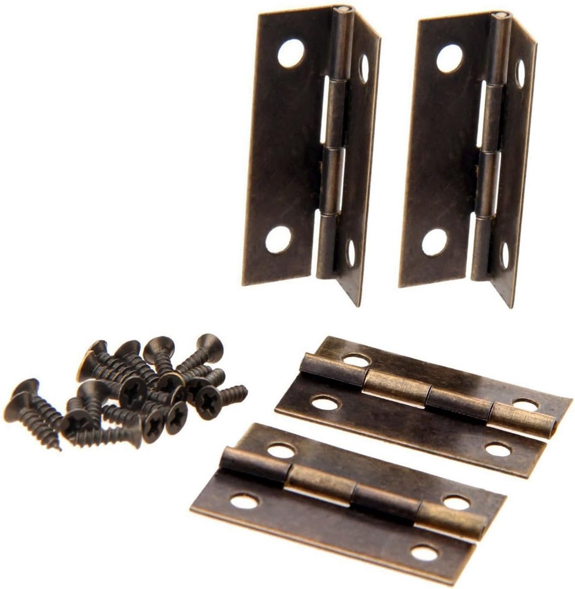 Set van 16 bronzen scharniertjes 37x19 mm - duurzaam metaal - ideaal voor meubels - eenvoudig te monteren - ShopVlot