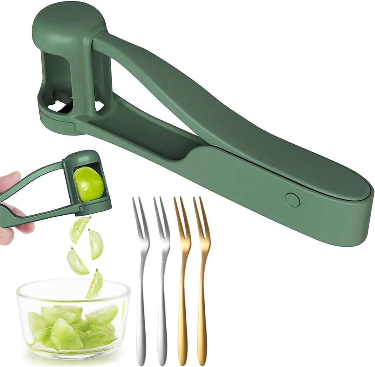 Fruitcutter met 4 vorken - handmatige groentesnijder - voor aardbeien en druiven - ideaal voor kindervoeding - ShopVlot