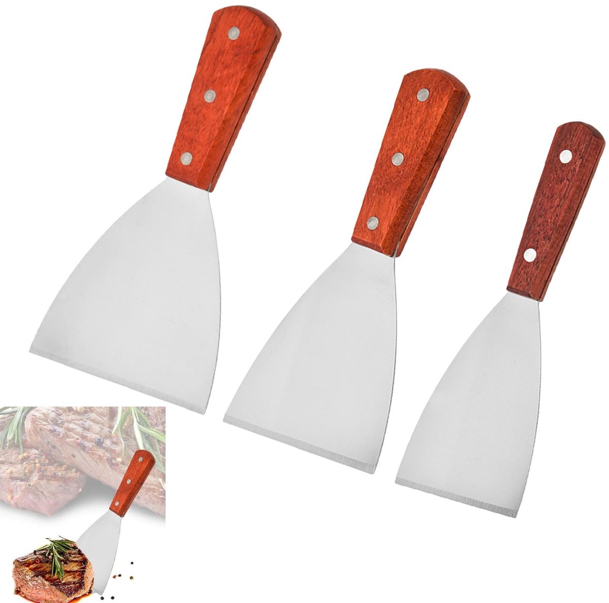 Solidchoice - Set van 3 RVS Grill Spatula's voor Koken en Barbecue
