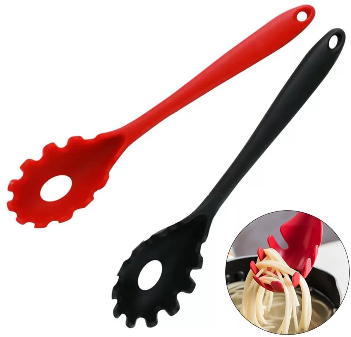 Solidchoice - Set van 2 Siliconen Spaghetti Lepels voor Koken