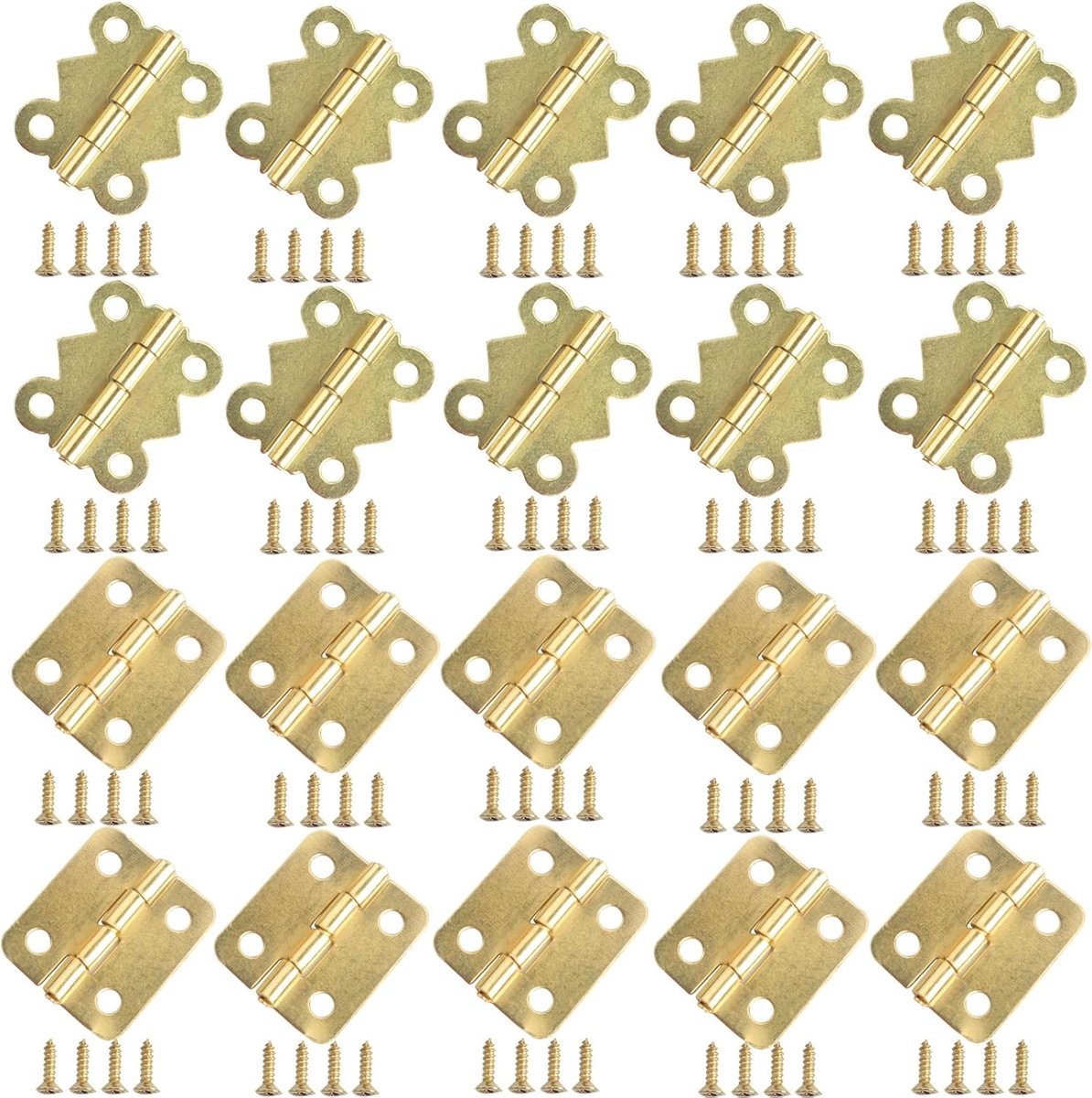 Mini Scharnieren 1.8cm x 2cm - Retro Antieke Scharnieren - Inclusief 400 Schroeven - ShopVlot