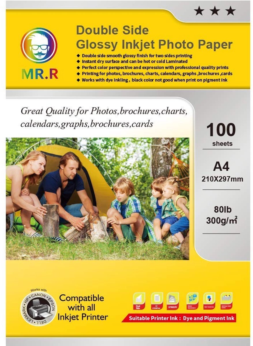 Solidchoice - 100 Vel A4 Glanzend Fotopapier, Dubbelzijdig en Waterdicht