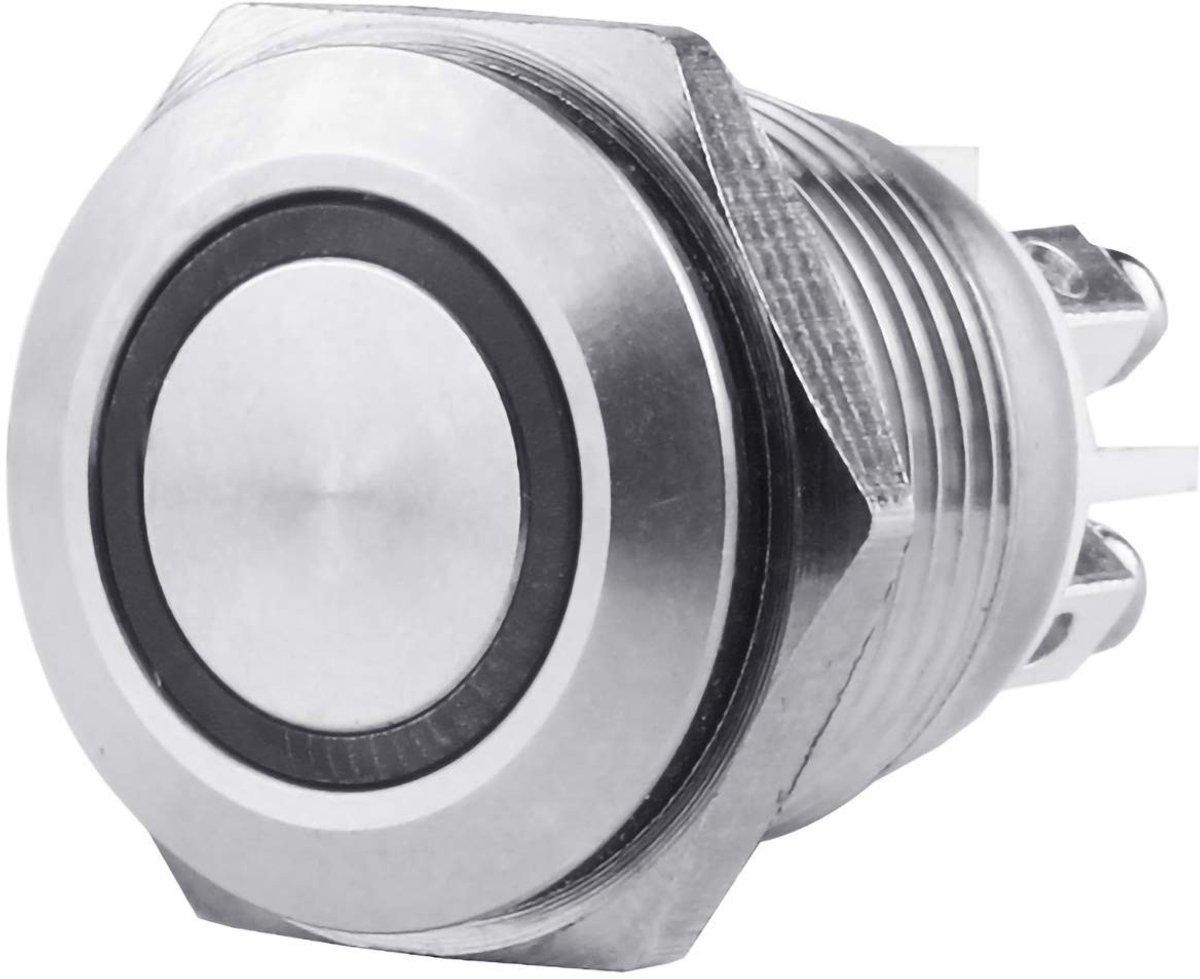 Solidchoice - 16mm Waterdichte Drukknop met Blauw Display en RVS Behuizing