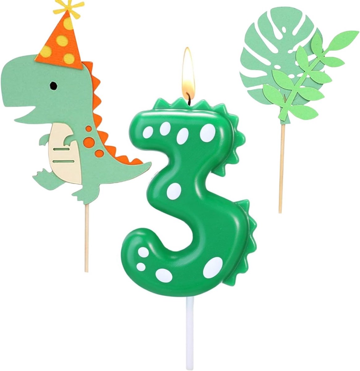 Verjaardagscandles Dinosaur Theme - 3D Figuren - Inclusief Cake Topper - Perfect voor Verjaardagsfeest - ShopVlot