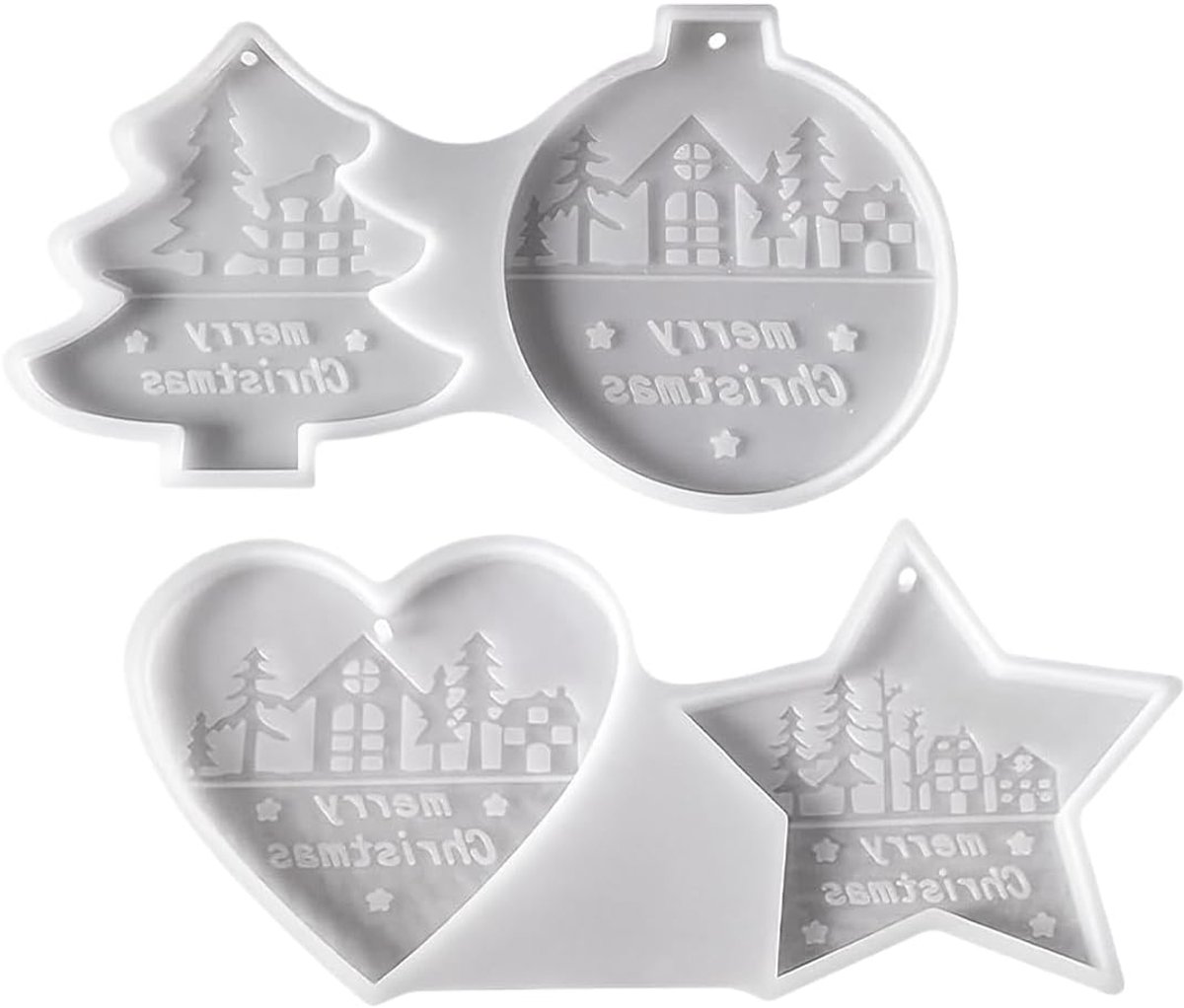 Siliconen mallen kerstversiering - 4 pack - diverse vormen - maak unieke kerstdecoraties - ShopVlot