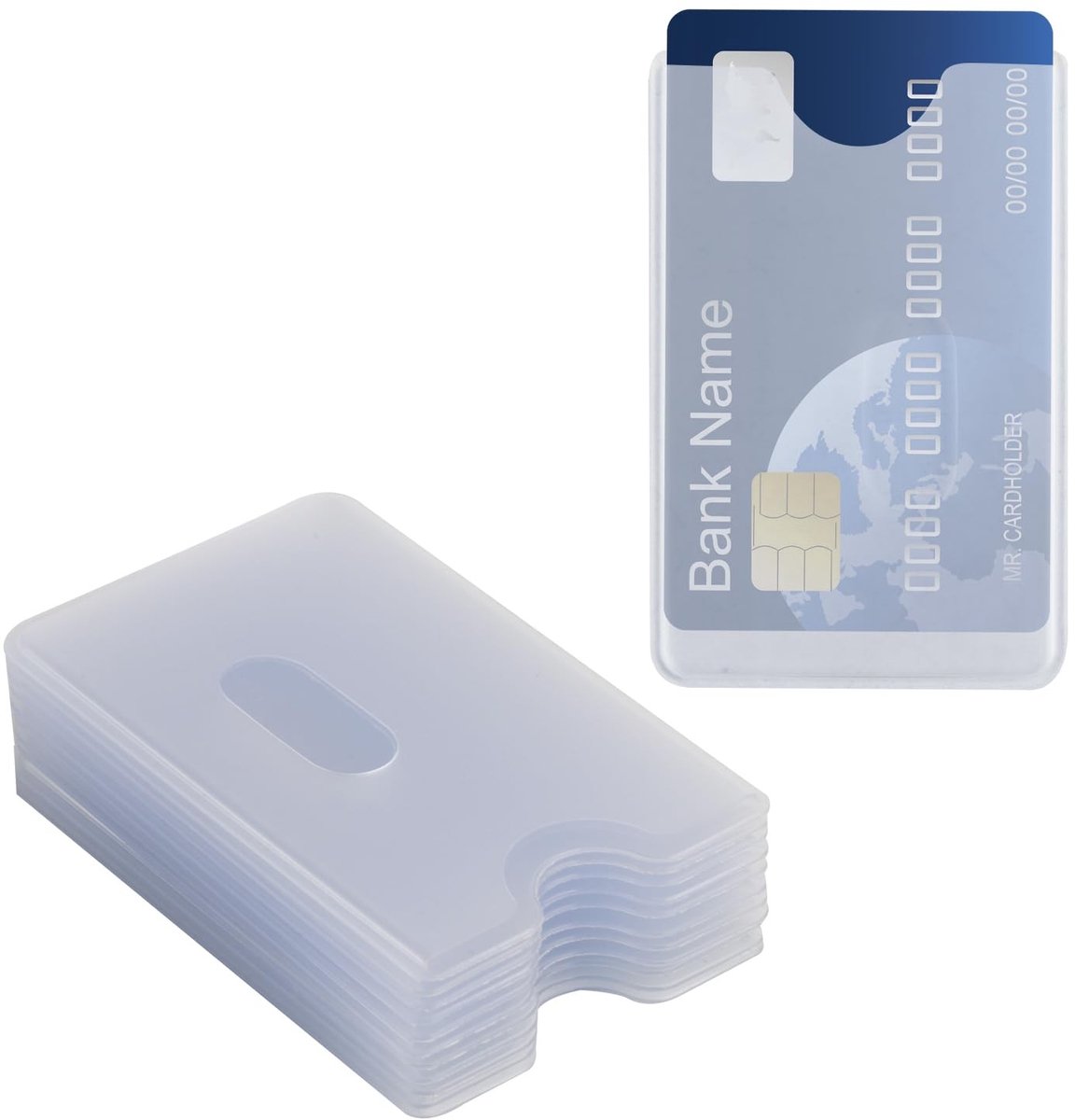 SnelShoppen - Pack van 20 Transparante Plastic Creditcard Covers, Duurzame Creditcard Beschermers, Waterdichte Bankkaarthouders (90x50mm)
