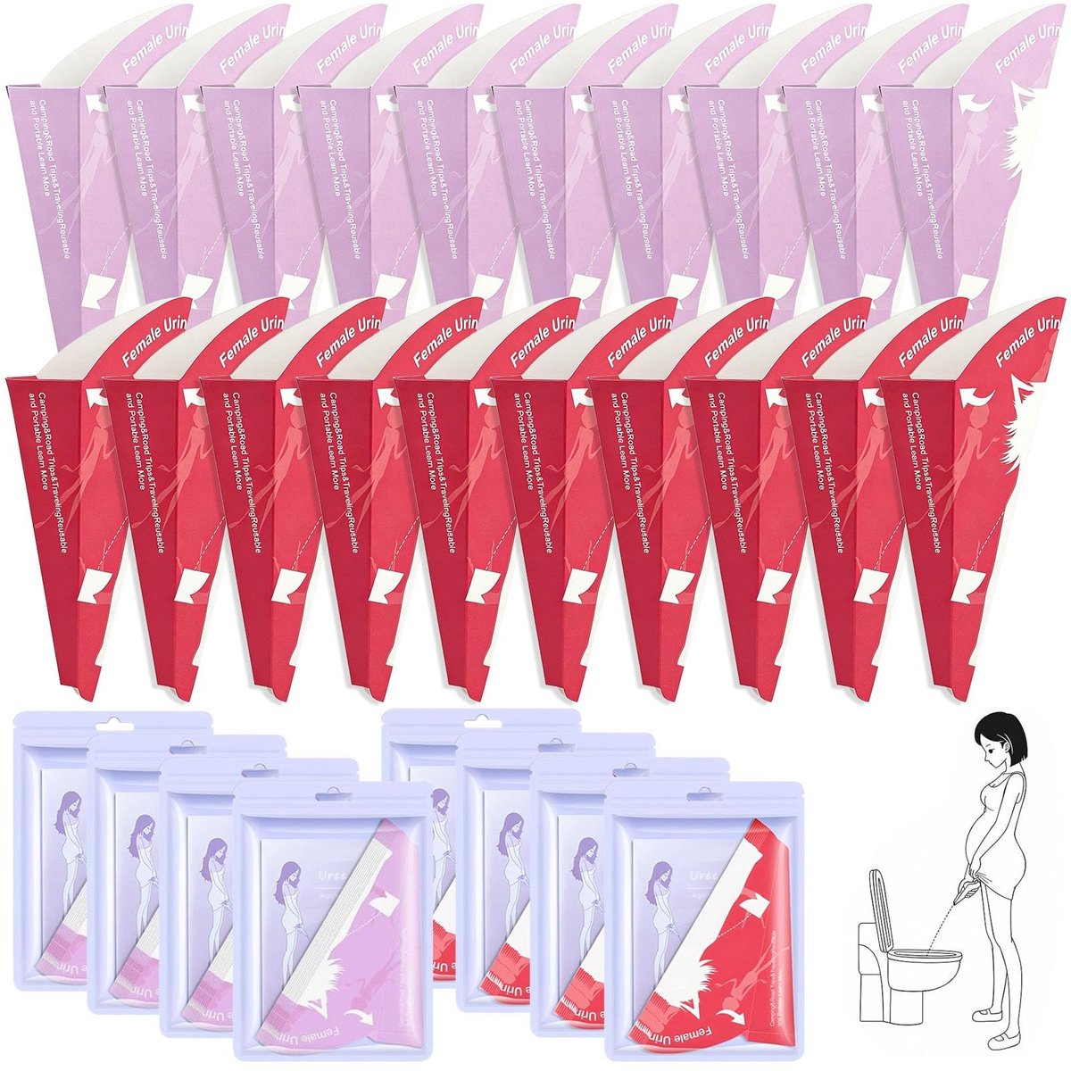 Solidchoice - 80 Stuks Draagbare Urinoir voor Vrouwen, Wegwerp Plashulp