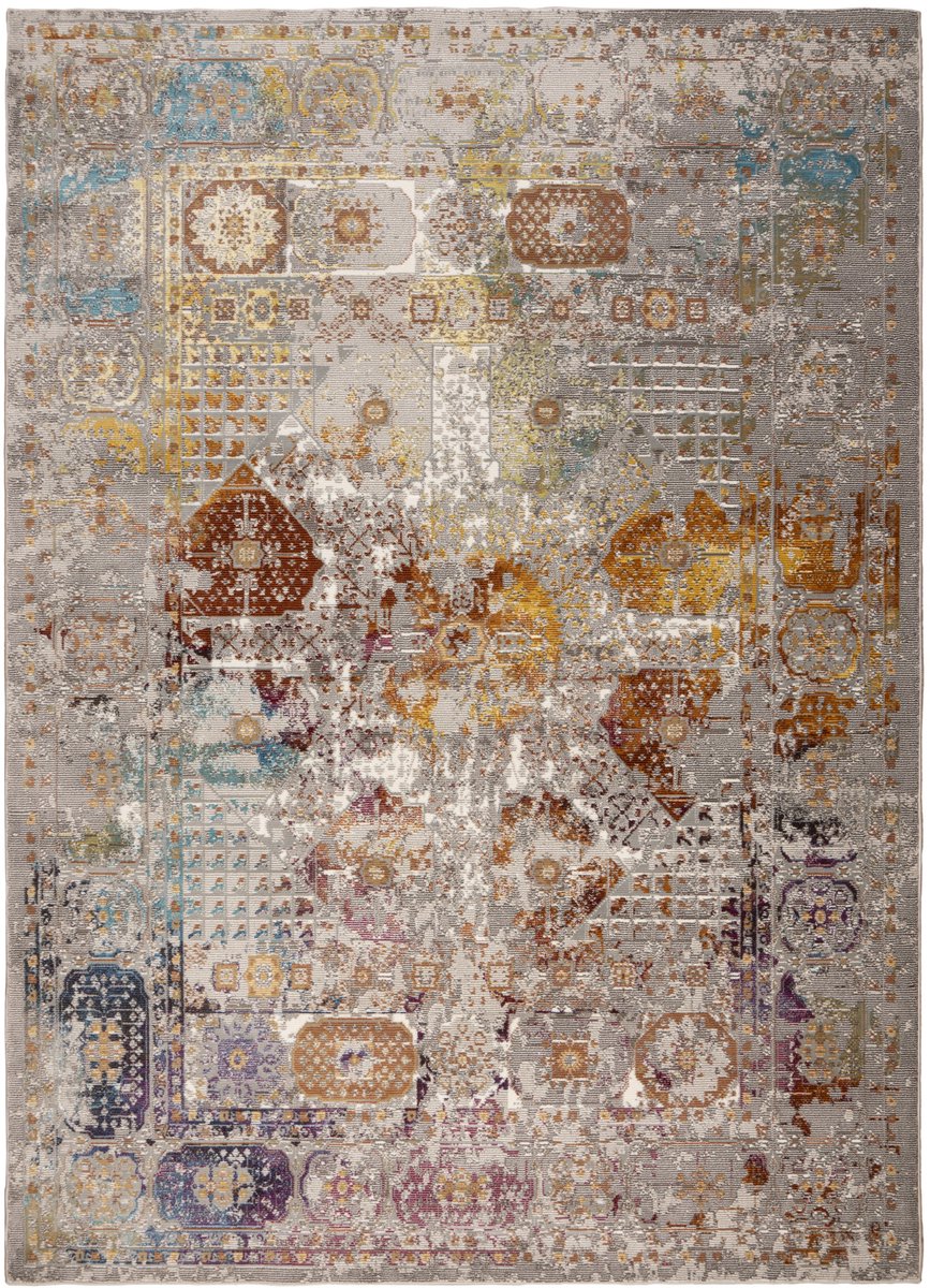 Padiro laagpolig vloerkleed 200 x 290 cm - meerkleurig - oosters vintage patroon - geschikt voor vloerverwarming - van polypropyleen