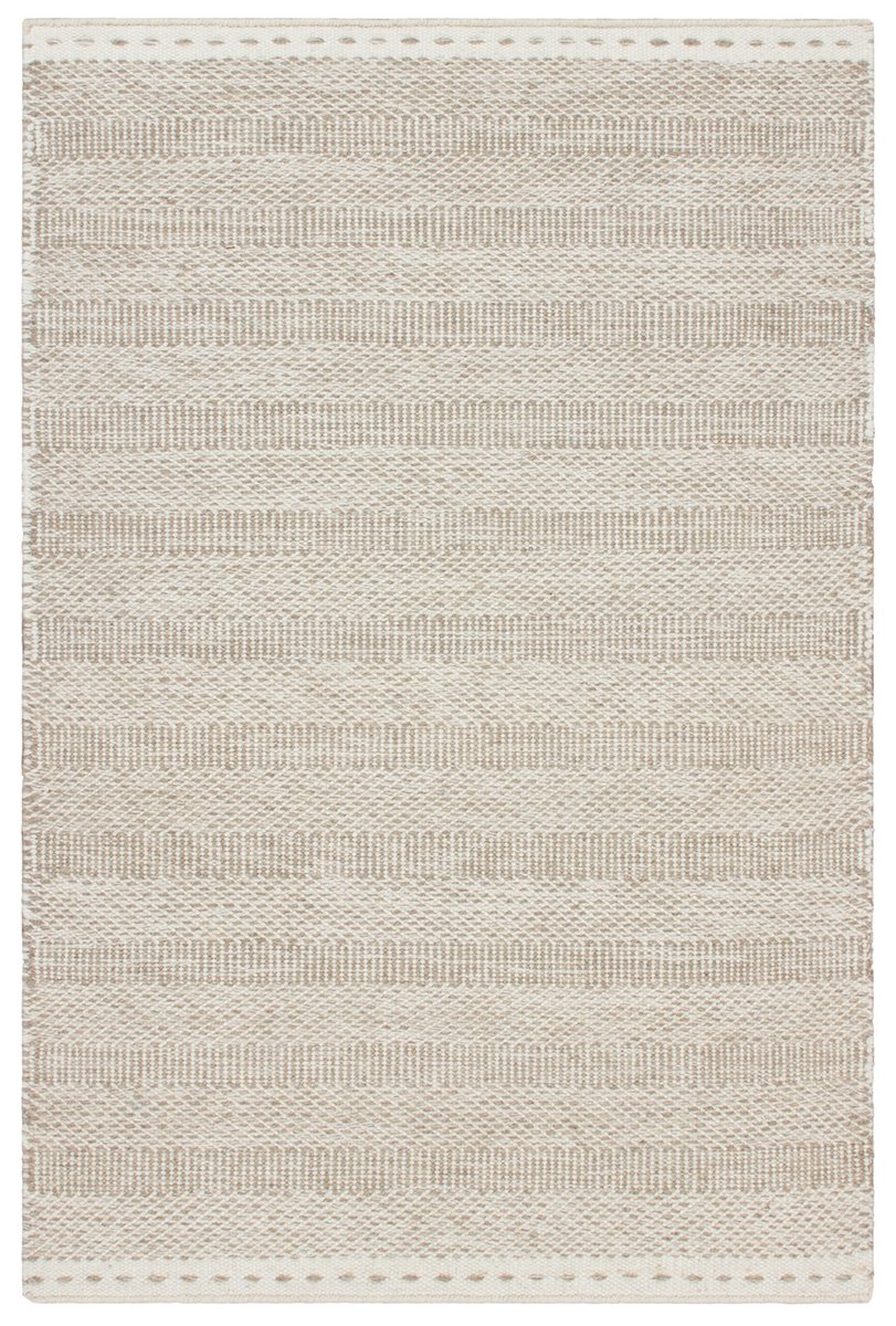Padiro laagpolig vloerkleed 80 x 150 cm - beige - boho streeppatroon - geschikt voor vloerverwarming - van wol
