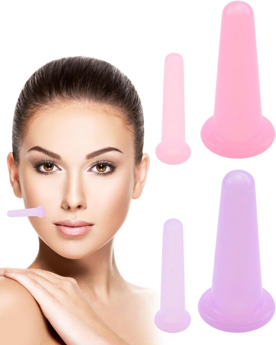 Siliconen cupping set 4 stuks - gezichtscupping - massage cups - spierontspanning - ShopVlot